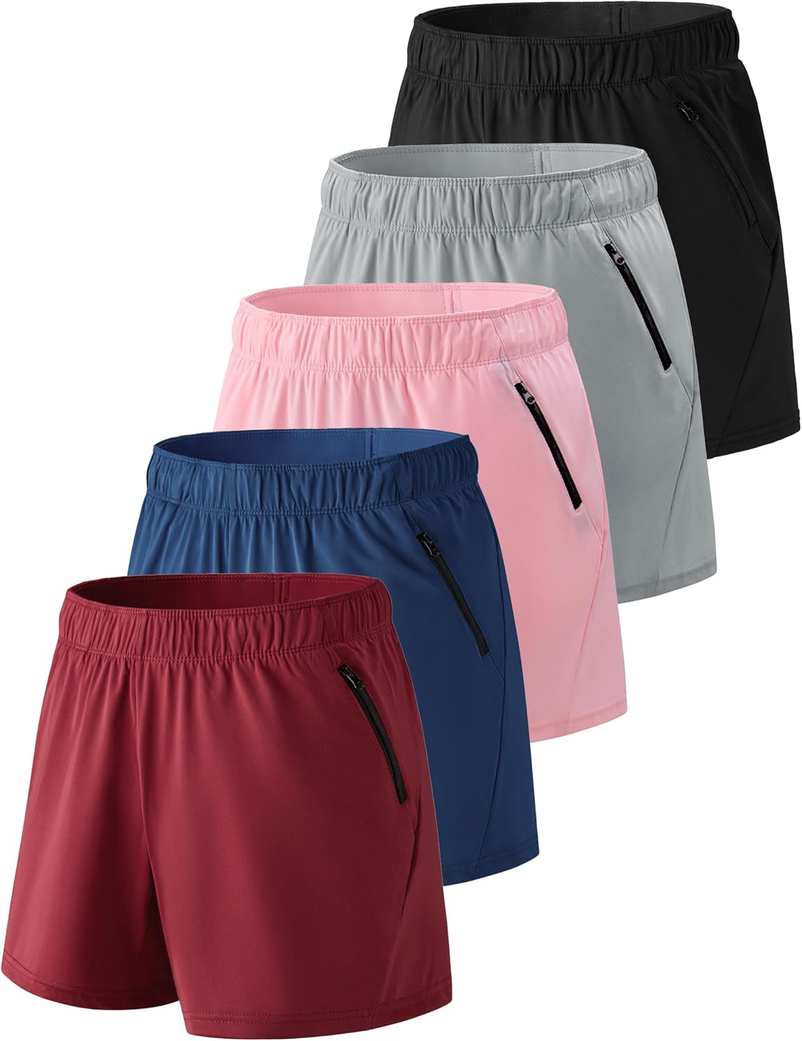 Womens Workout Gym Shorts Set with Zipper Pockets for Comfort