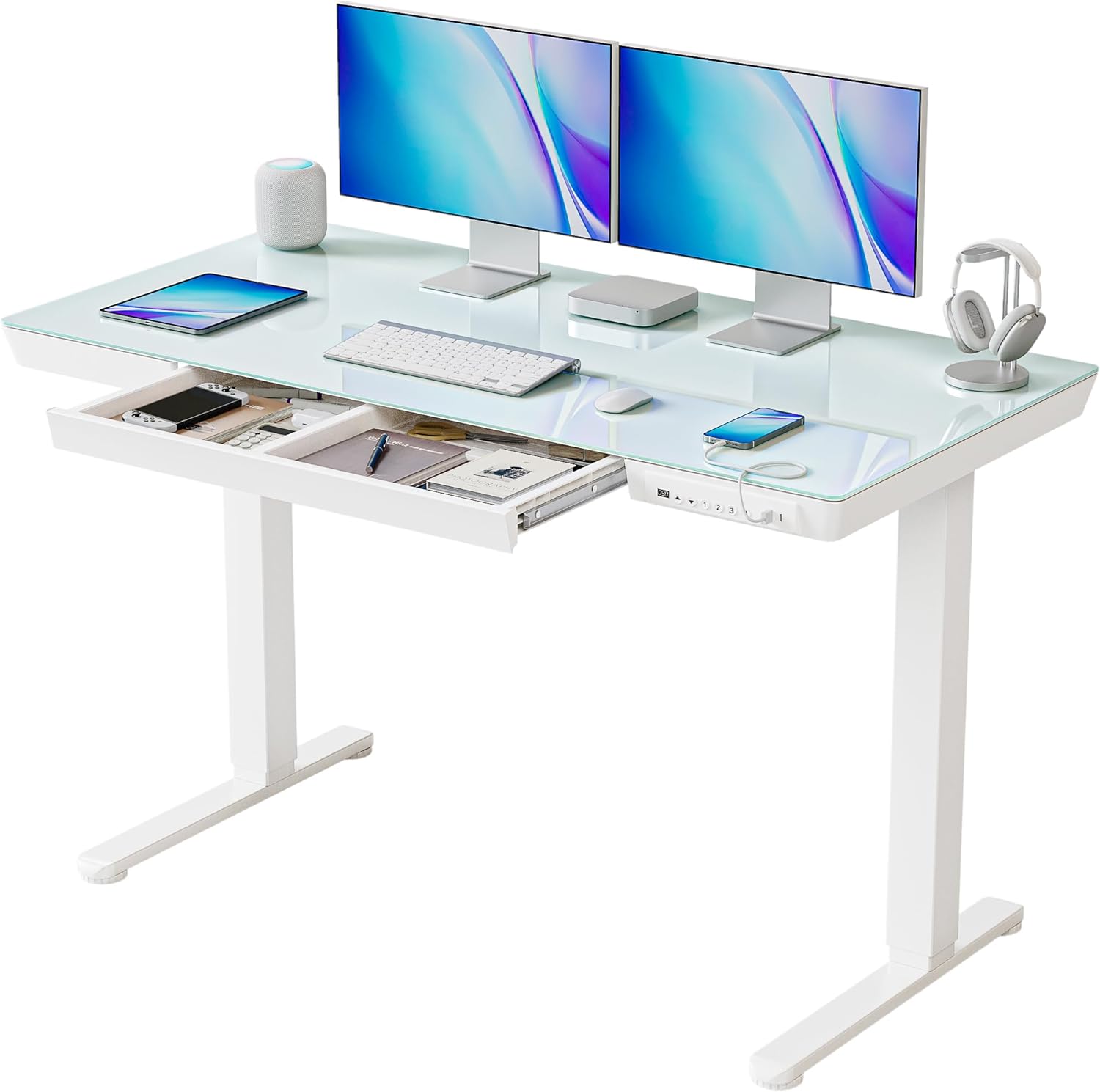 BANTI 48 Glass Standing Desk: Ergonomic & Adjustable