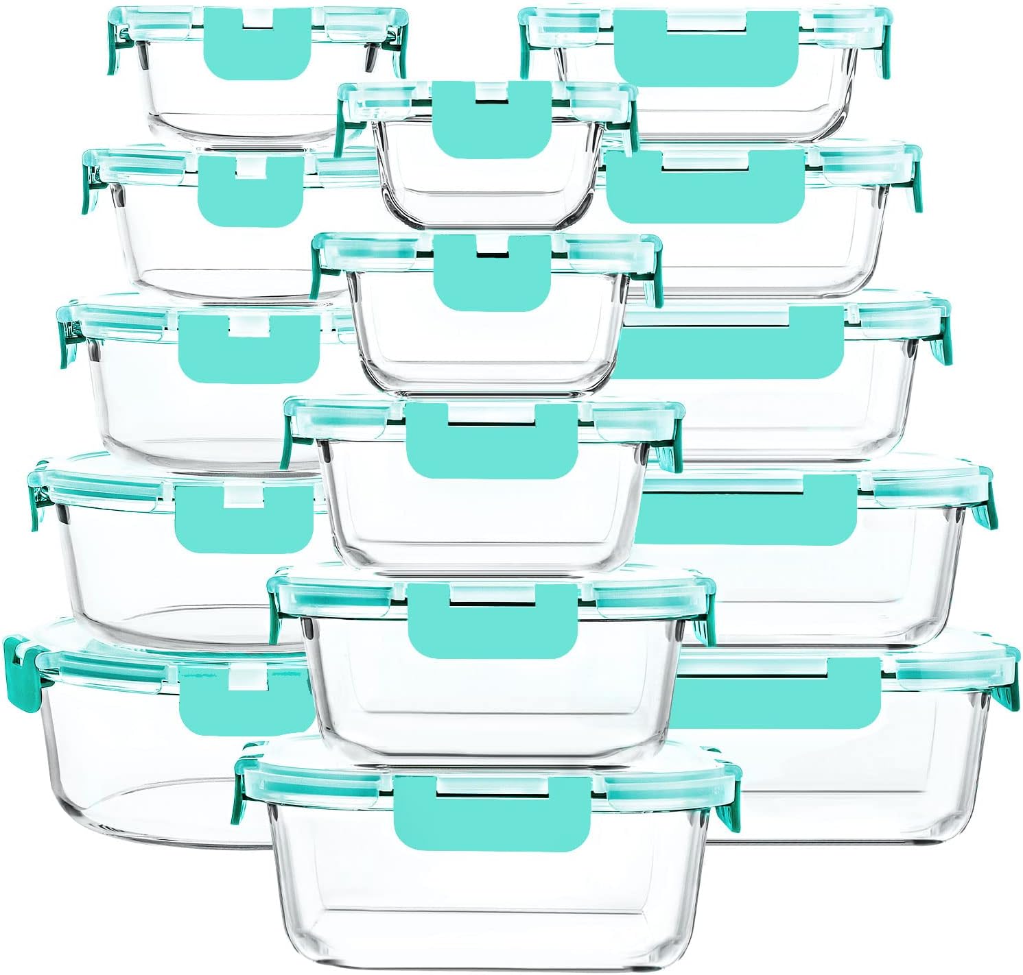 M MCIRCO 30 Pieces Glass Food Storage Containers Set for Meal Prep