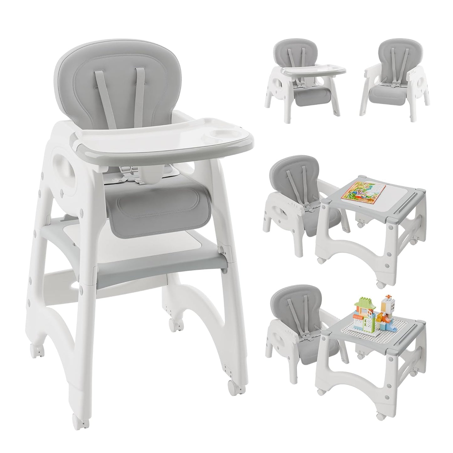 6 in 1 Baby High Chair with Convertible Feeding Options
