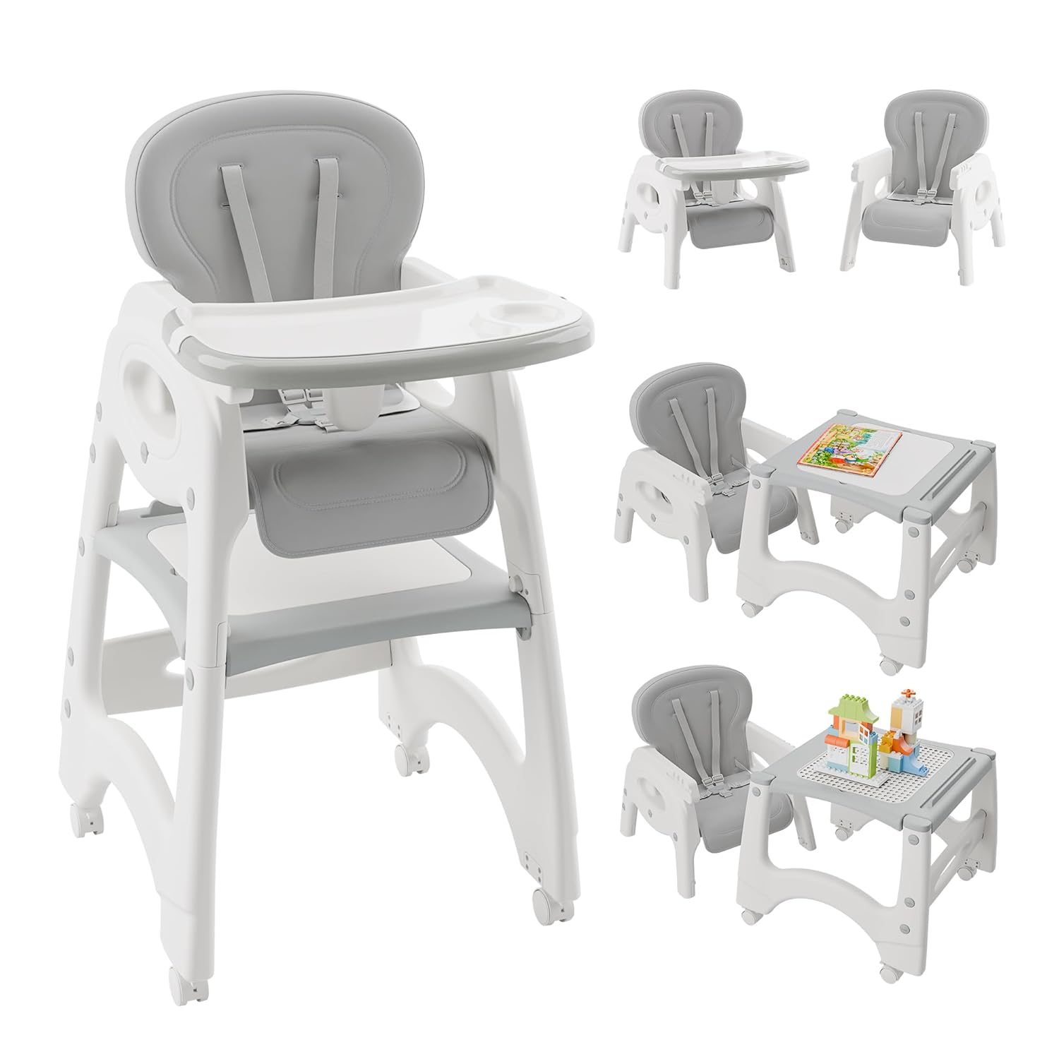 6 in 1 Baby High Chair with Convertible Feeding Options