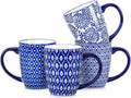Selamica Ceramic Coffee Mugs Set of 4 16 OZ - Vintage Blue, Large