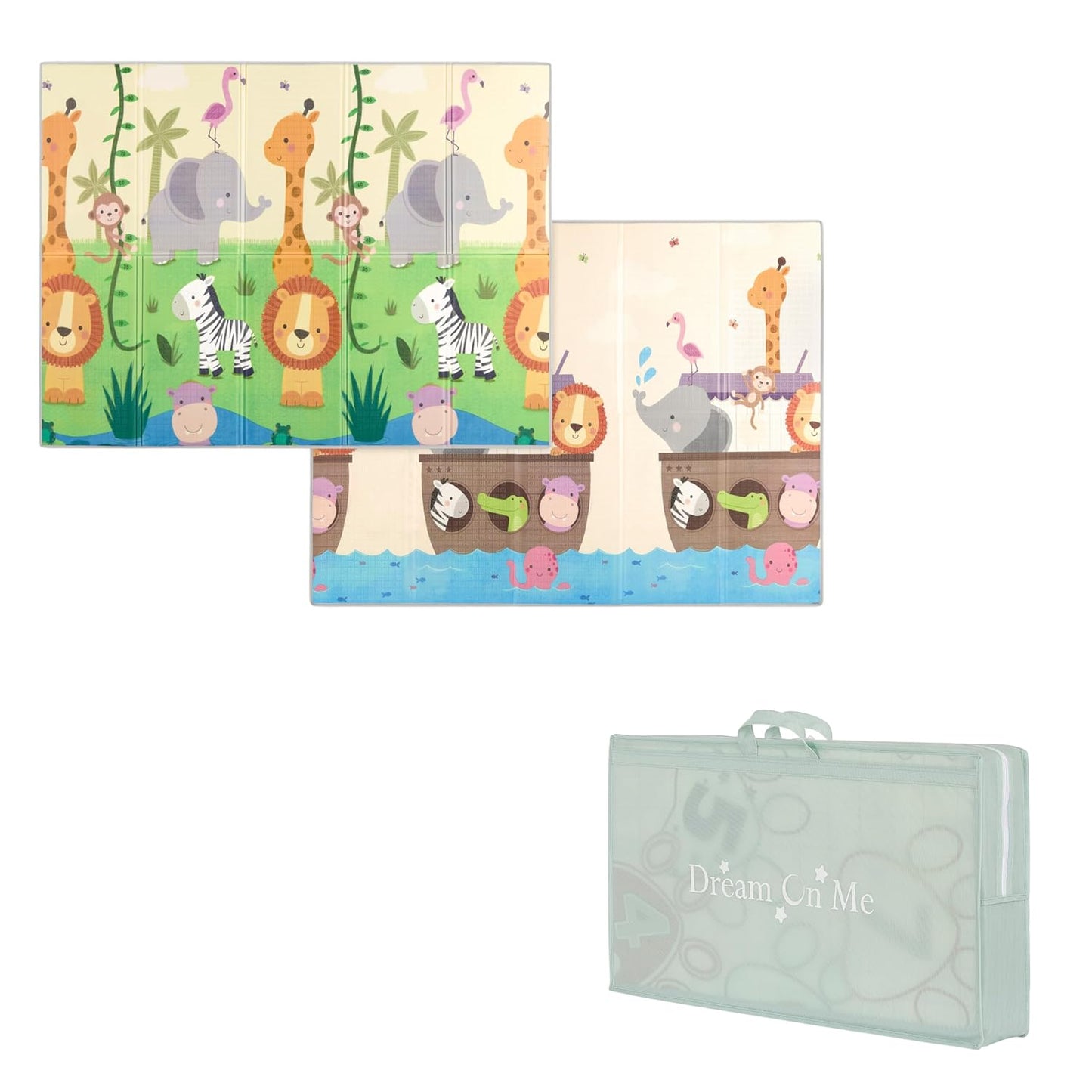 Extra Large Reversible Foam Baby Play Mat - Waterproof & Portable, Happy Feet