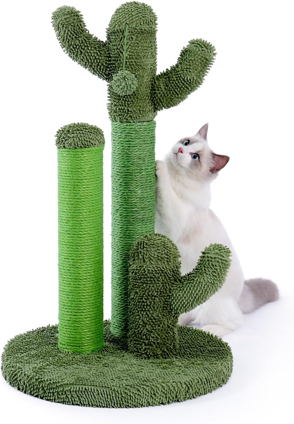 Cactus Cat Scratching Post with 3 Poles and Dangling Ball
