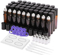 ULG 48-Pack 10ml Amber Essential Oil Roller Bottles - Leak-Resistant