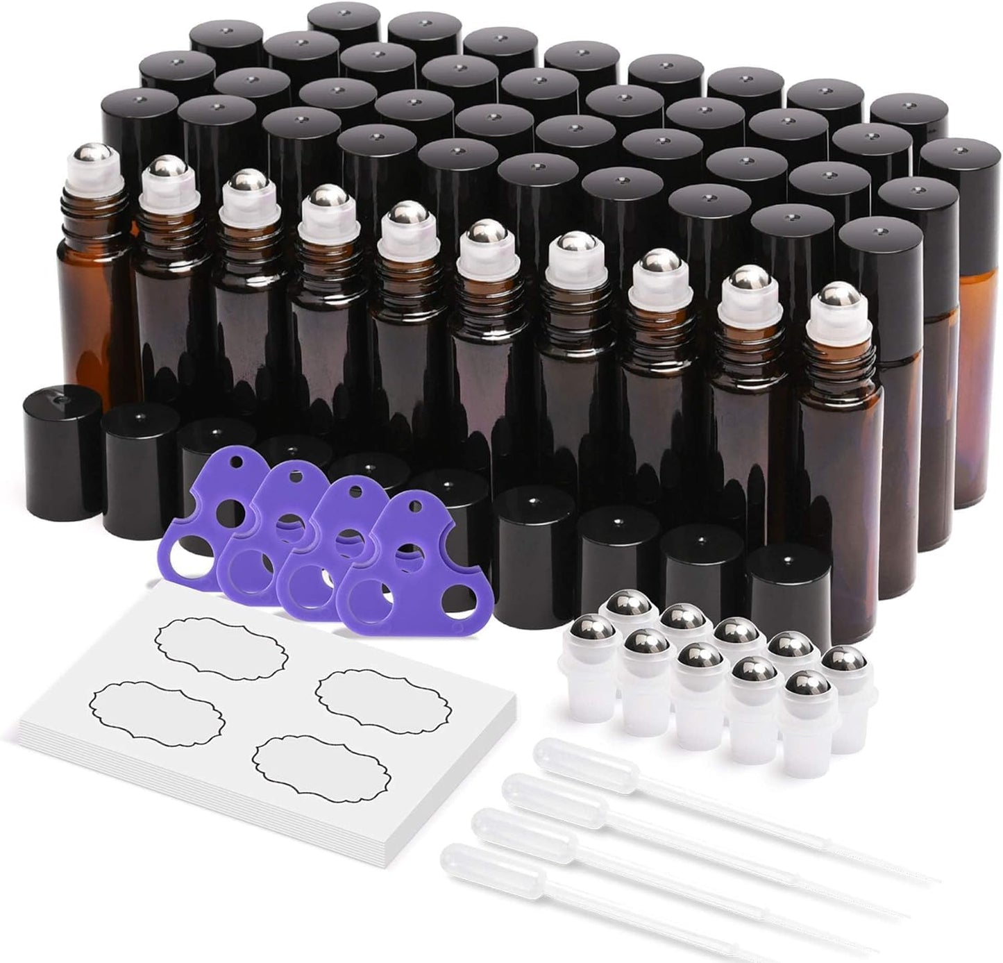 Essential Oil Roller Bottles 10ml - 48-Pack for Travel & Home