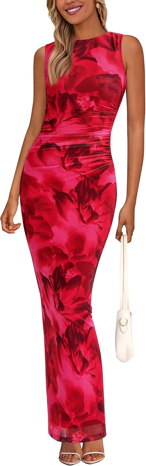 Floral Bodycon Maxi Dress for Women - Perfect Wedding Guest Attire