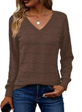 Womens V Neck Crochet Sweater - Lightweight Ribbed Pullover