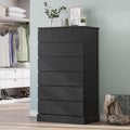 Black Tall Dresser 7-Drawer Vertical Chest - Space-Saving Storage