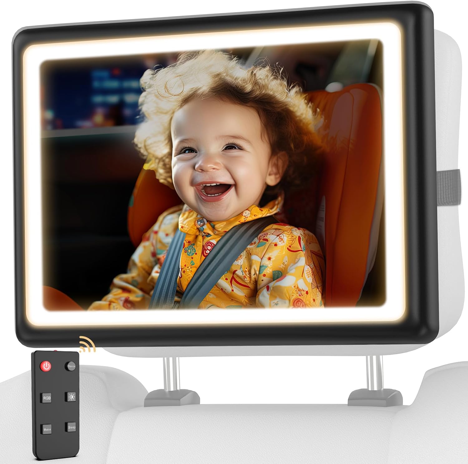 Baby Car Mirror with Light - Remote Control & 360 Adjustable