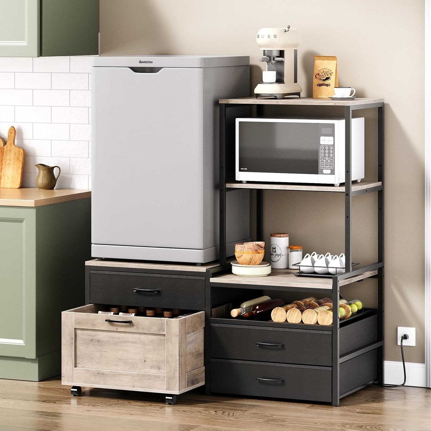 Herture Grey Mini Fridge Stand - Ultimate Dorm Organizer