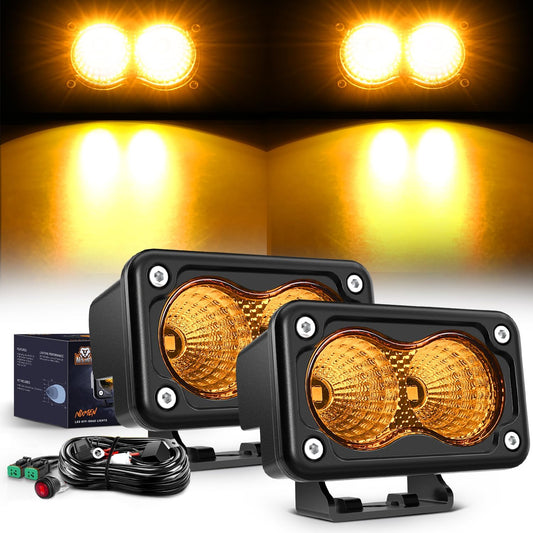 Nilight Motorcycle Amber LED Pods for Offroad Fog Driving Lights