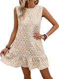 Ruffle Hem Sleeveless Tank Mini Dress - Casual Summer Smock tunic