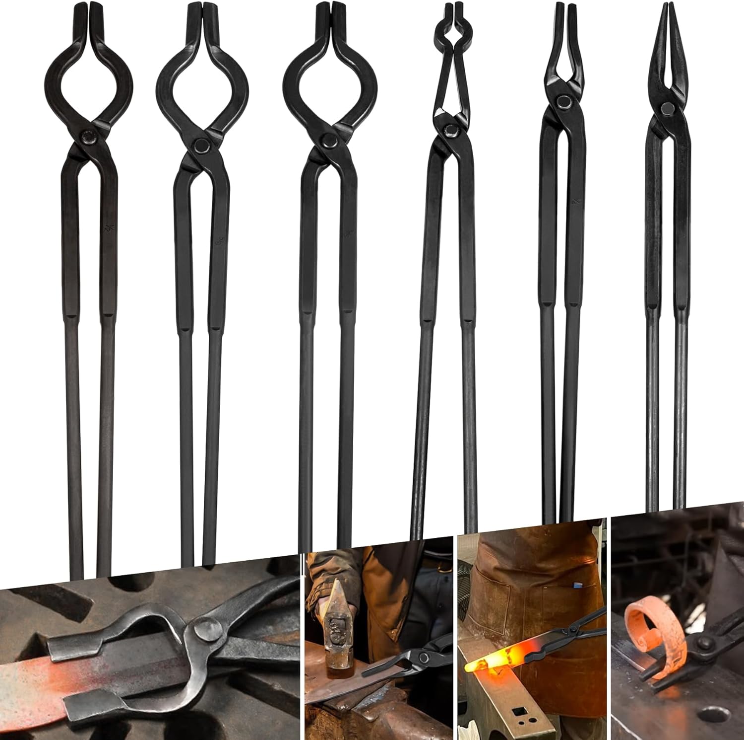 Blacksmith Knife Making Tongs Set - Versatile 6PCS Tool Kit