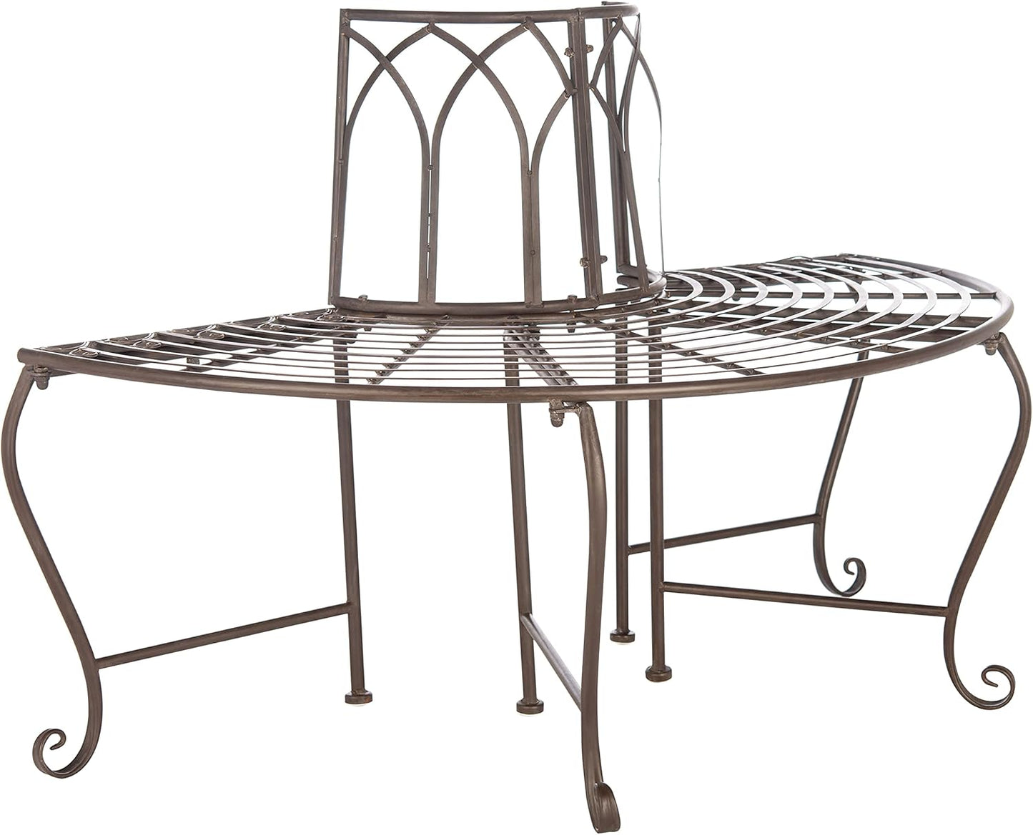 Rustic Brown Wrought Iron 50-inch Tree Bench for Outdoor Relaxation