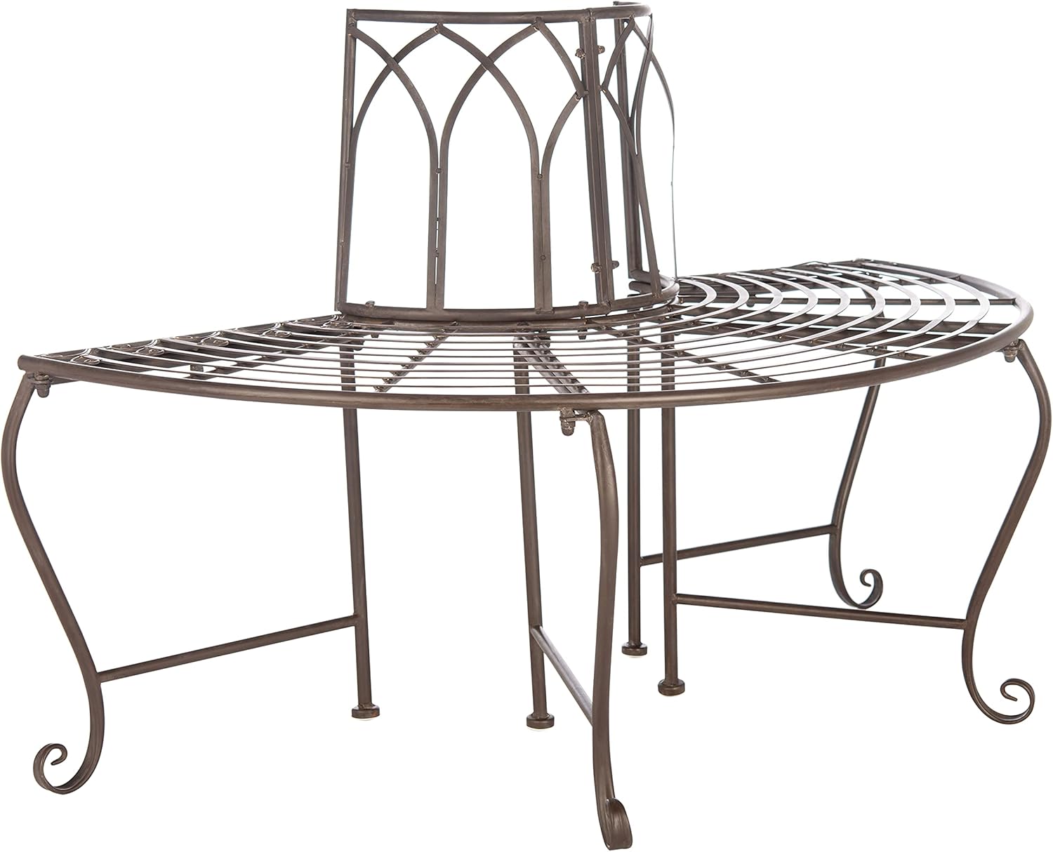 Rustic Brown Wrought Iron 50-inch Tree Bench for Outdoor Relaxation