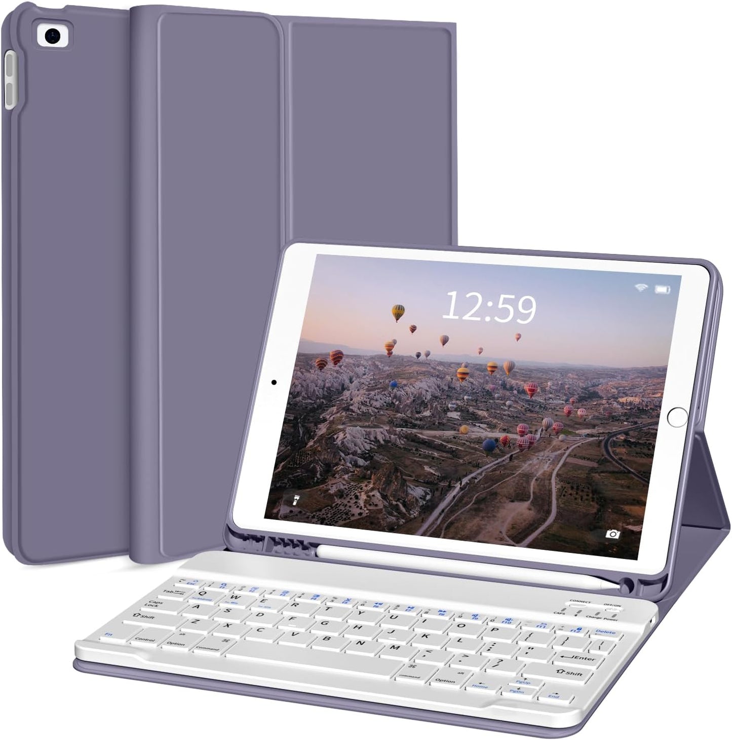 Kenke iPad 6th Gen Case with Keyboard and Pencil Holder in Purple
