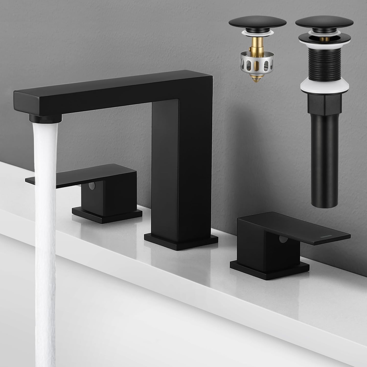 KES All Metal Black Bathroom Faucets with Pop Up Drain Design
