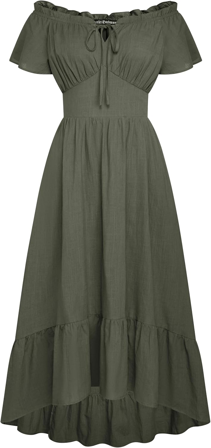 Scarlet Darkness Renaissance Dress Off Shoulder Flowy Style