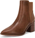 Coutgo Womens Pointed Toe Ankle Boots - Comfortable Chunky Heel If