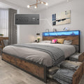 Lifezone Queen Bed Frame with 2-Tier Storage Headboard - LED & 4