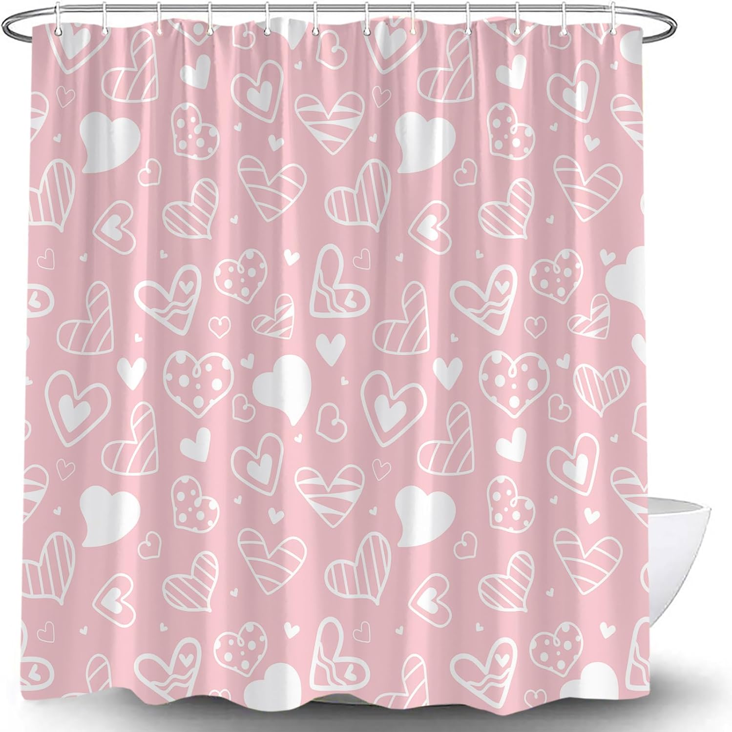 Romantic Heart Shower Curtain Set