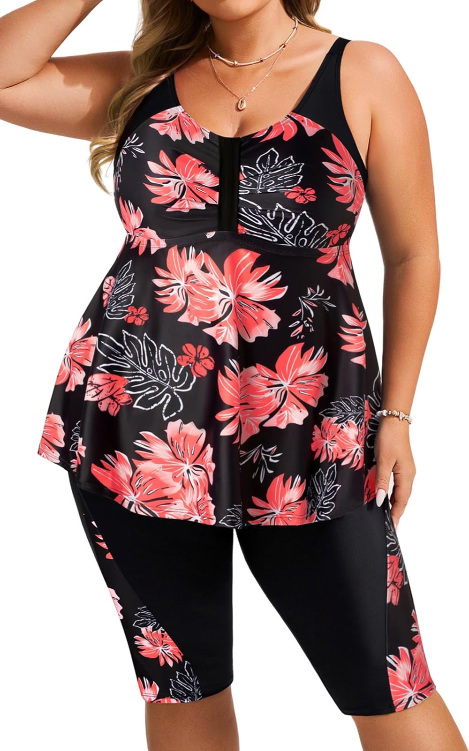 Hanna Nikole Plus Size Tankini Swimsuits for Women with Capris