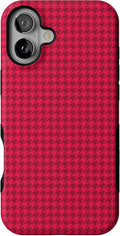 Casely iPhone 16 Plus Case Best Dressed - Red Houndstooth Protective