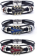 Retro Guitar Leather Bracelet 3-Set Multi-Layer Wrap - Punk Rock Style