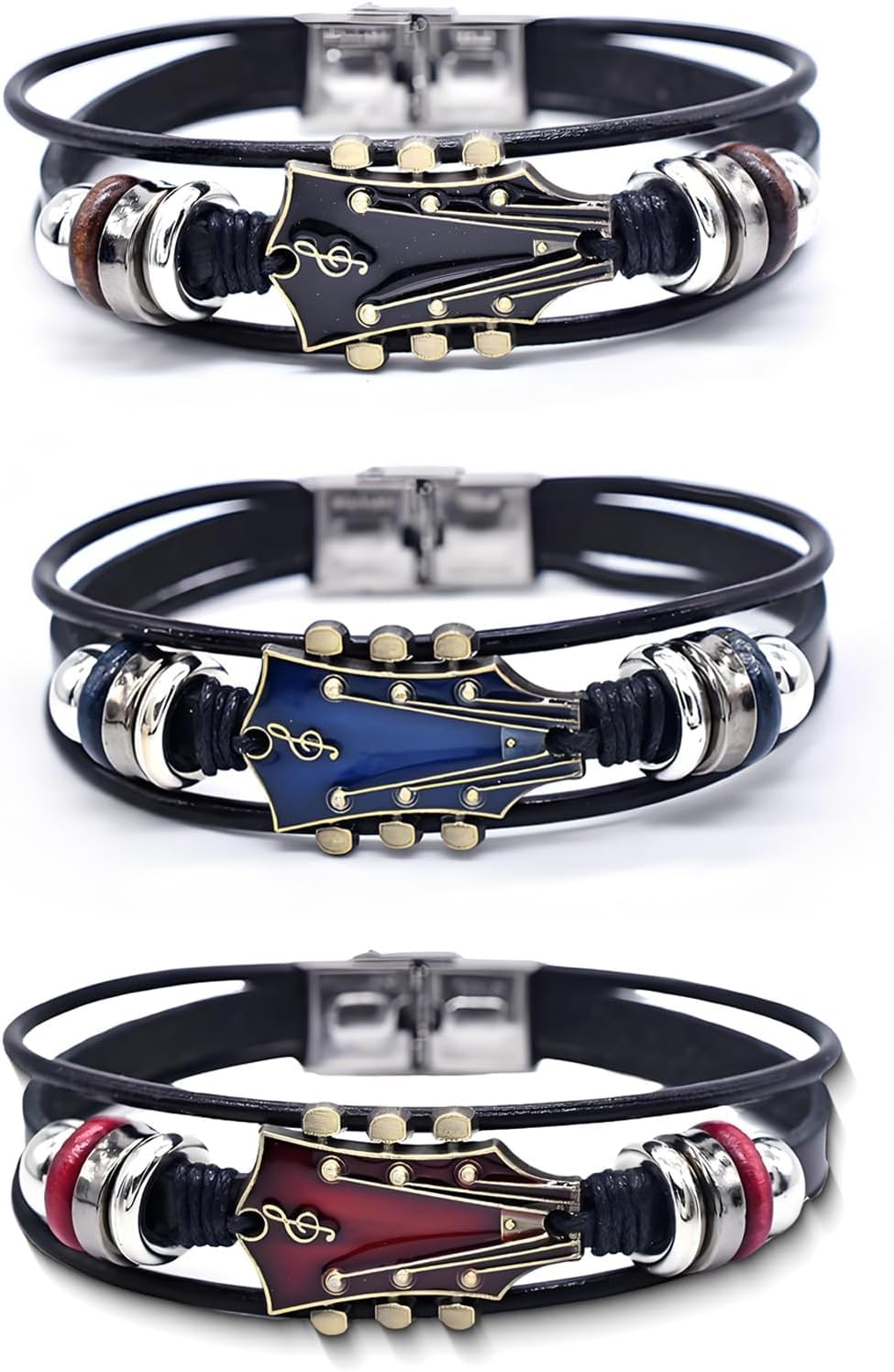 Handmade Retro Guitar Bracelet Set - Unique Punk Style Jewelry