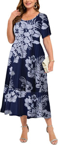 LARACE Plus Size Dresses for Women Summer Casual Short Sleeve Long
