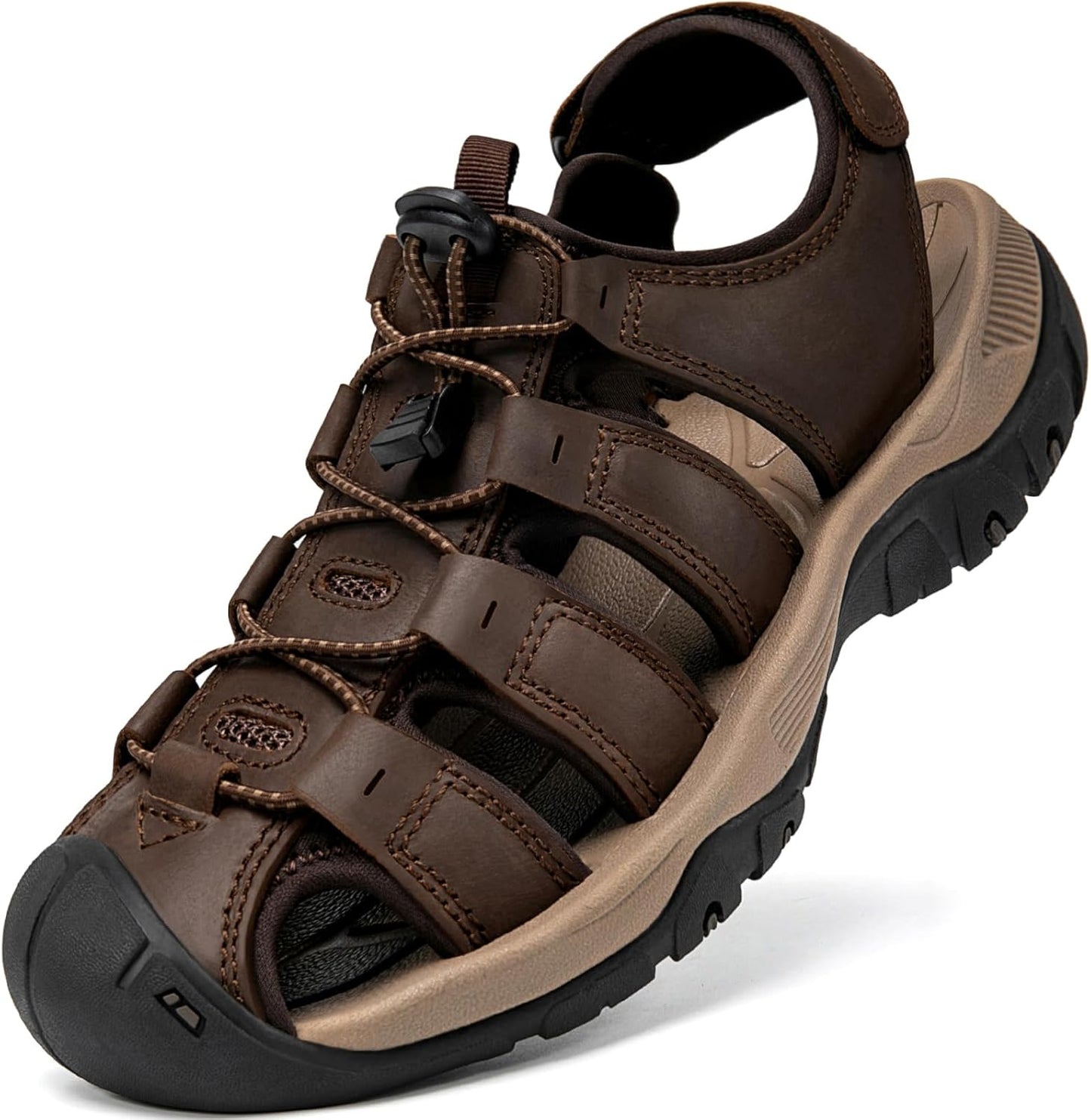 Men's Sport Sandals Closed Toe Leather Hiking Shoes for Outdoors