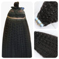 SUYYA Tape in Hair Extensions Kinky Straight 20in Natural Black
