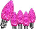 OptiCore C7 LED Christmas Light Bulbs 25 Pack - Dimmable Pink Faceted