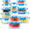 30 Pieces Glass Food Storage Containers Meal Prep Set - Airtight Blue