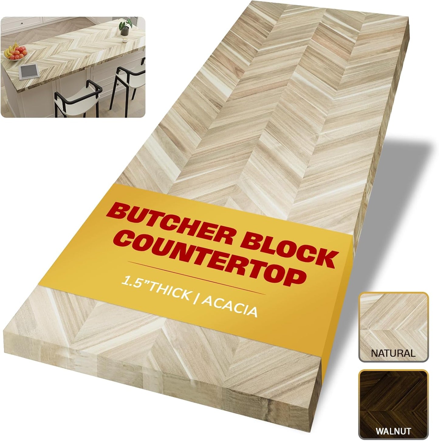 Chevron Butcher Block Countertop by Howizz - 60x30x1.5 in