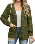 Long Sleeve Cable Knit Button Front Cardigan - Warm, Soft Fall Layer