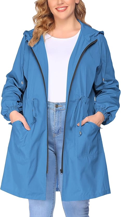 IN'VOLAND Women's Rain Jacket Plus Size Lightweight Windbreaker