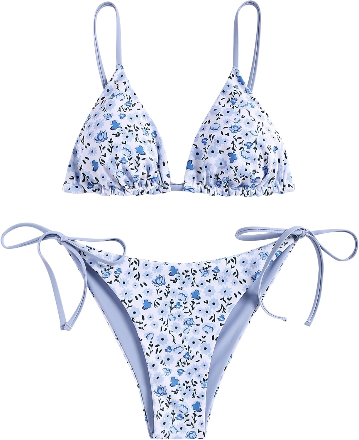 ZAFUL Women's Triangle Bikini Floral String Set for Summer Fun