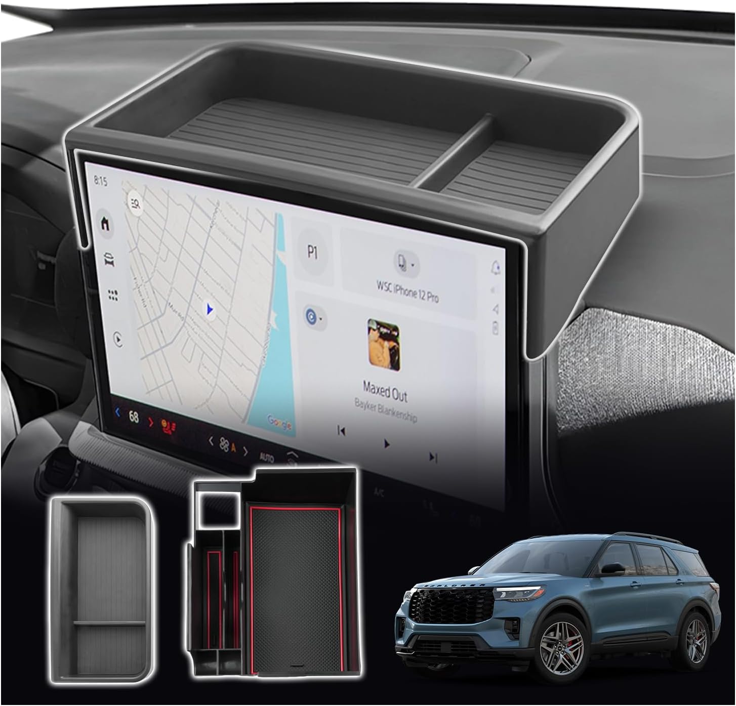 SXCY 2PCS Center Console Organizer for 2025 Ford Explorer