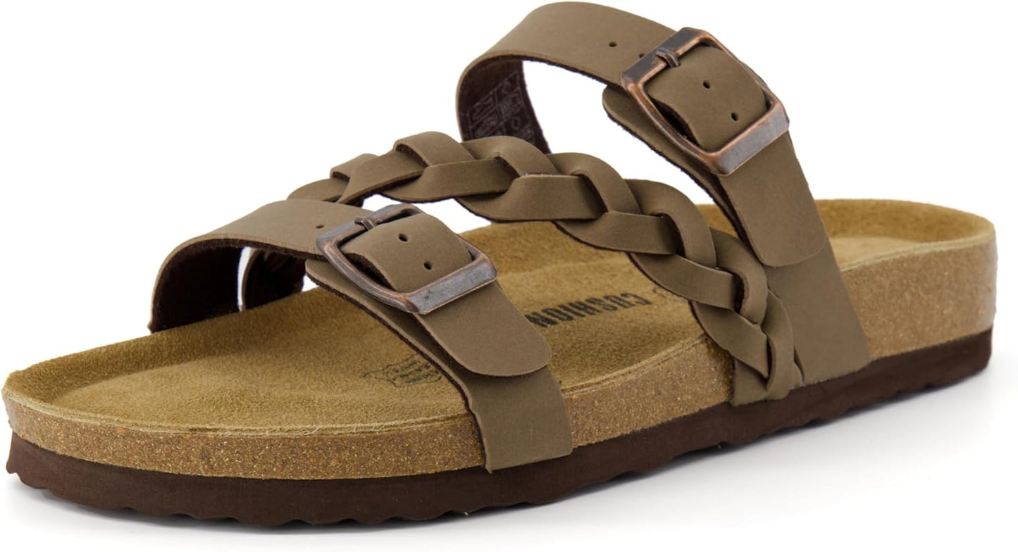 CUSHIONAIRE Women's Lizzy Cork Footbed Sandal for Summer Style