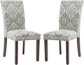 COLAMY Upholstered Parsons Dining Chairs Set of 2 - Grey/White