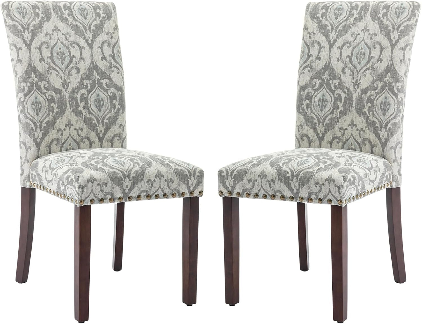 COLAMY Upholstered Parsons Dining Chairs Set of 2 - Grey/White