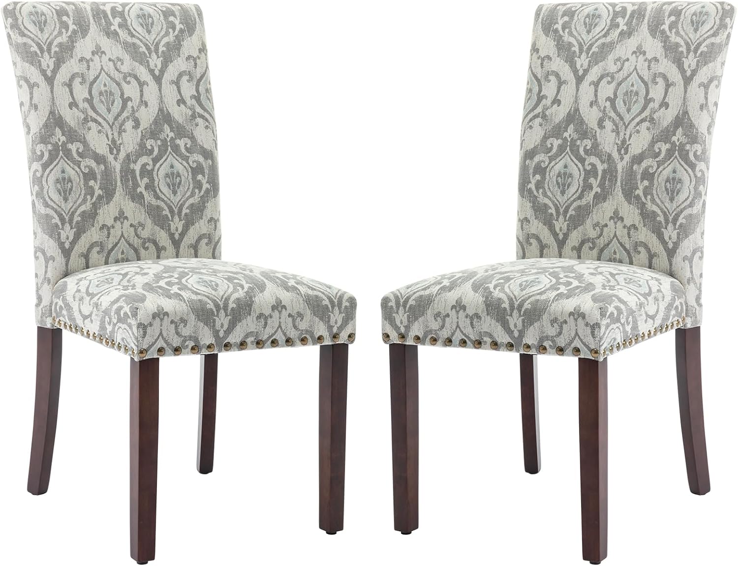 COLAMY Upholstered Parsons Dining Chairs Set of 2 - Grey/White