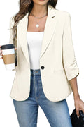 ELLEVEN Women's Ruched 3/4 Sleeve Blazer - Slim Fit (Style JSJ5)
