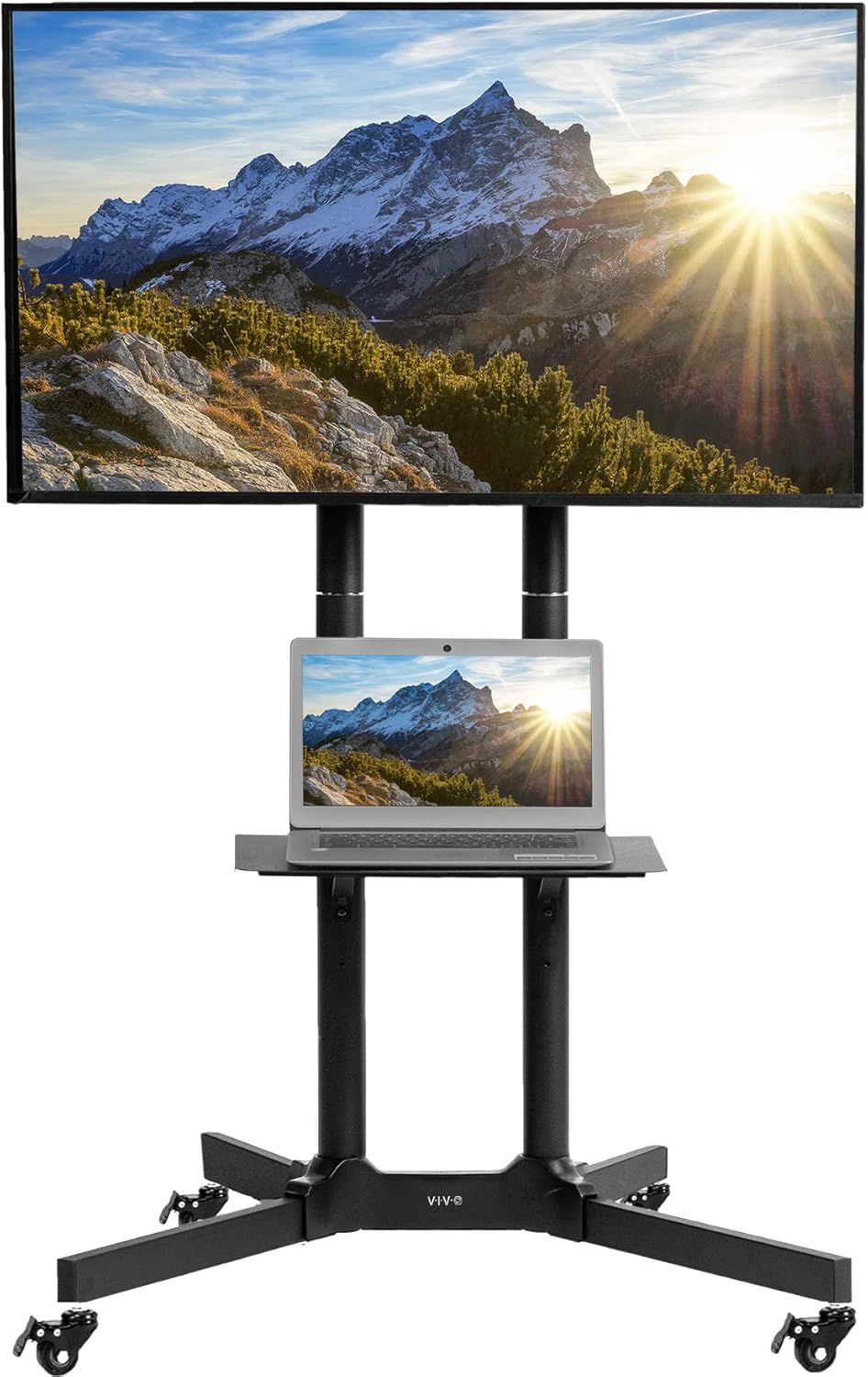 VIVO TV Cart: Holds 32-83 Screens, 110 lbs, Laptop Shelf