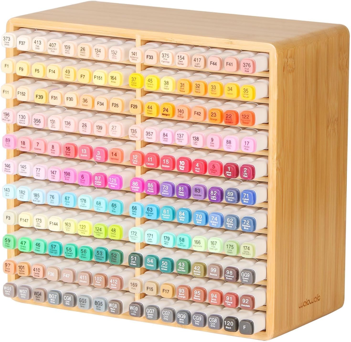 Bamboo Marker Organizer for 176 Markers - Art Supply Storage