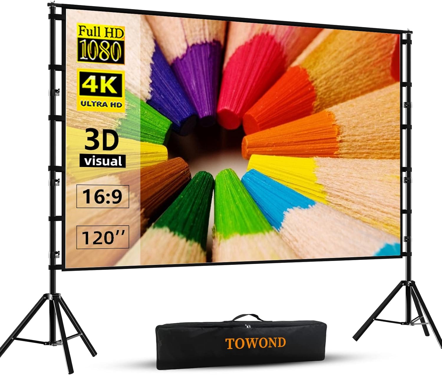 TOWOND 120-Inch Portable HD Projector Screen - Ultimate Outdoor Movie Magic!