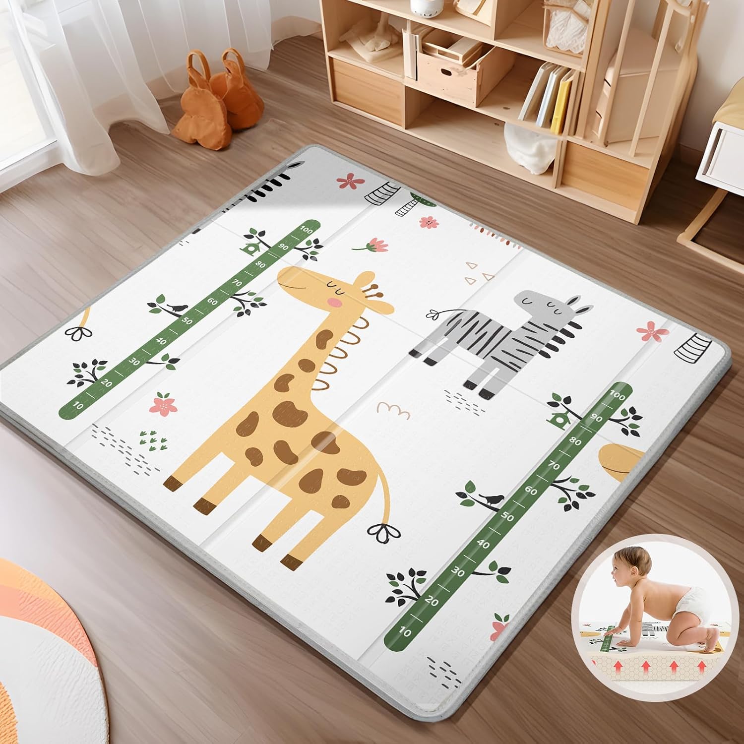 Foldable Baby Play Mat for Tummy Time and Playpen Use