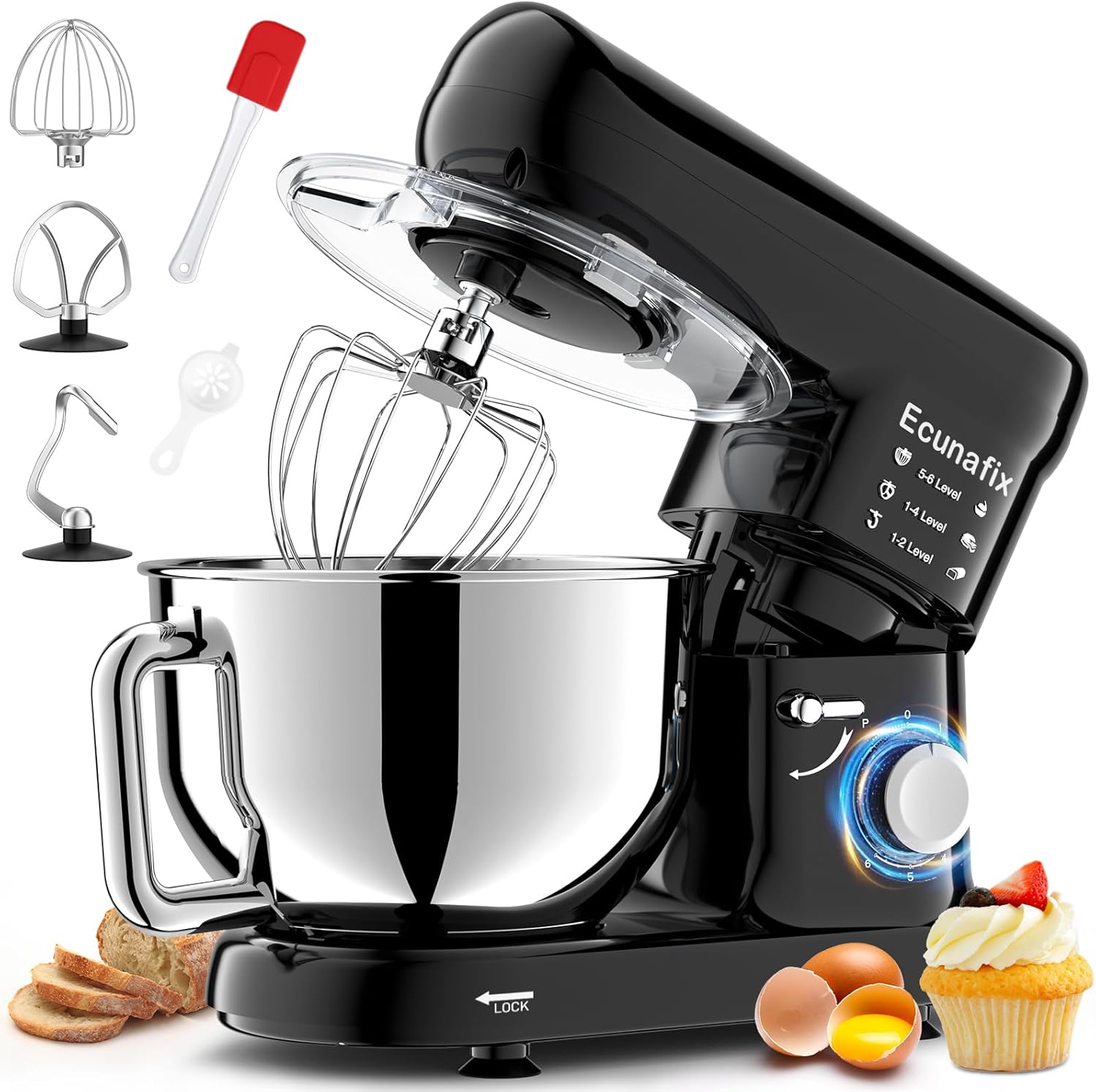 Kitchen Stand Mixer 6.5Qt High Power Electric Dough Mixer